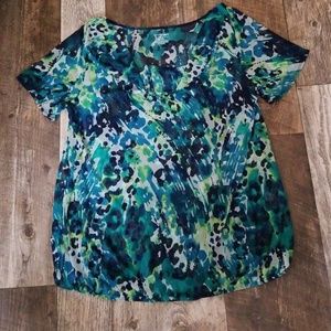 Lane Bryant 14/16 Sheer Blouse Shades of Blue